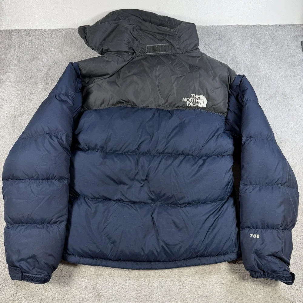 The North Face Jacket Mens Small Blue Down Puffer 700 Hooded Nuptse Nylon